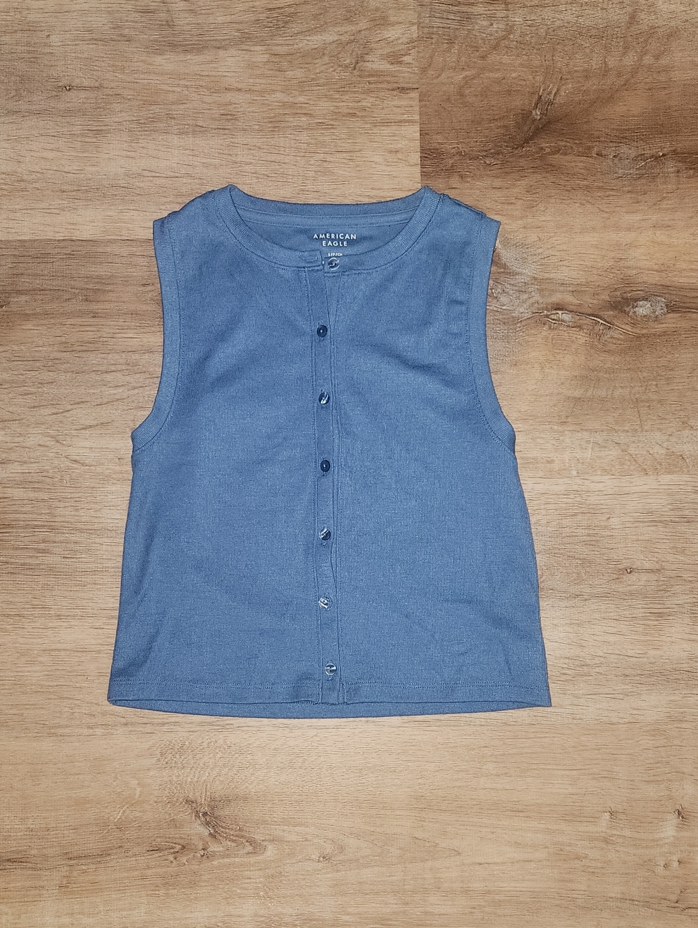 American Eagle Outfitters Blue Button-Front Tank Top